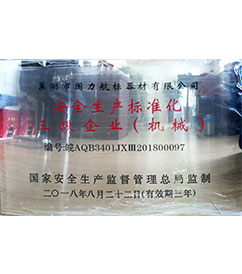 巢湖國力航標器材有限公司安全生產標準化三級企業